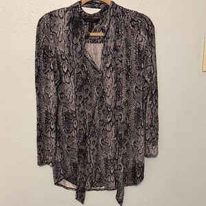 BCBGMaxAzria Black and Gray Snake Print Blouse